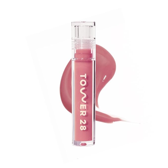 Tower 28 ShineOn Milky Lip Jelly, PISTACHIO, Non-Sticky, Hydrating Vegan Lip Gloss in Milky Nude Pink, Moisturizing Apricot and Raspberry Seed Oil, Clean, Cruelty Free