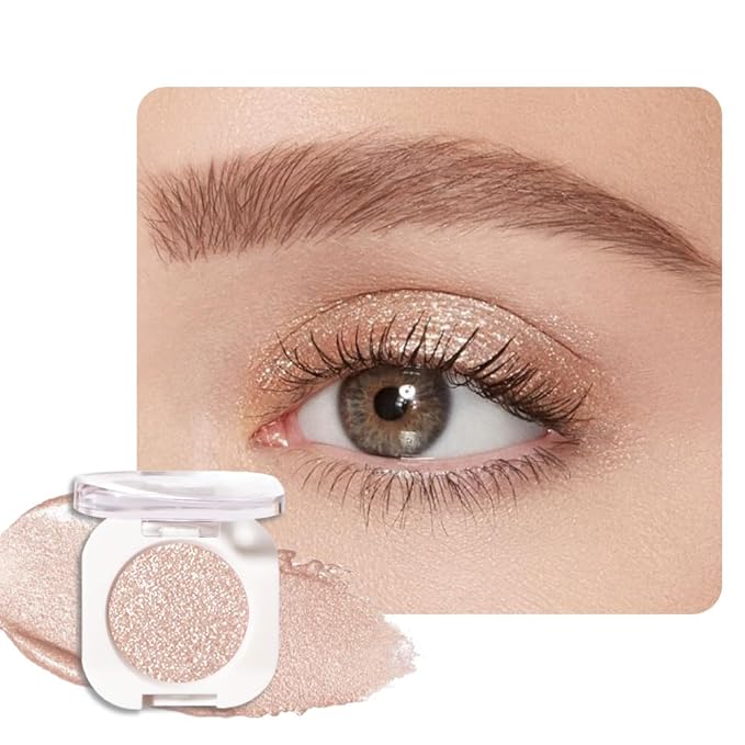 Pear White Single Glitter Eyeshadow Makeup, Neutral Powde Eye Shadow for Women, White Shimmer Singles Eyeshadow Palette Pigmented Waterproof, sombras para ojos, Girls Monochrome Eyeshadows Gift