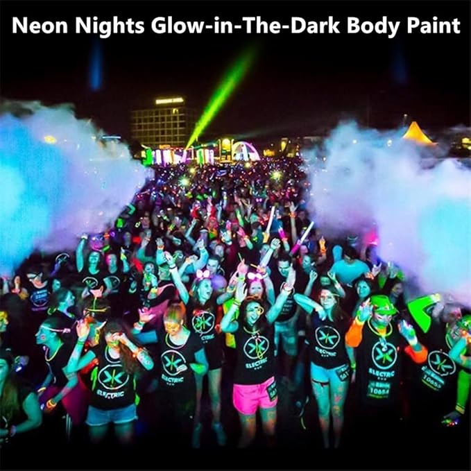 Go Ho Neon Green Body Paint Washable(2.37oz,70ml),under UV Blacklight Neon Face Paint,Water Based Neon Fluorescent Green Face Paint for Adults Children SFX Cosplay Costumes Festivals Halloween Makeup
