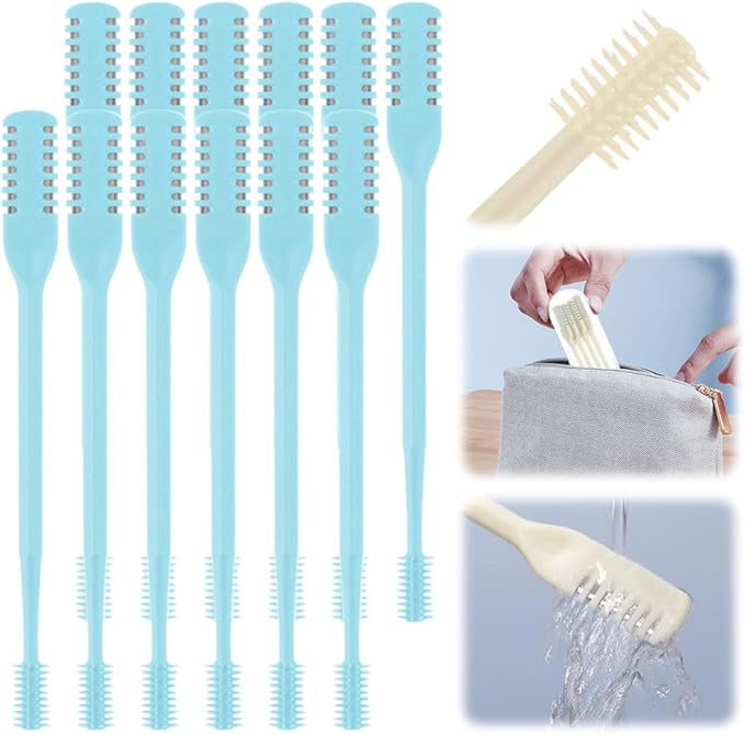 Nasal Hair Cutter, 2025 Upgraded Double Sided Noses Hairs Knife, 360° Rotating Portable Manual Nose Hair Trimmer, Noses Hairs Remover for Women Men Travel Essentials (Blue, 12 Pcs)