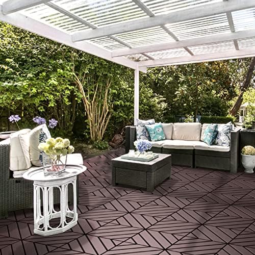 VANCASTLE Interlocking Deck Tiles 9 Pack Dark Brown 12"x12" Patio Pavers - Image 2