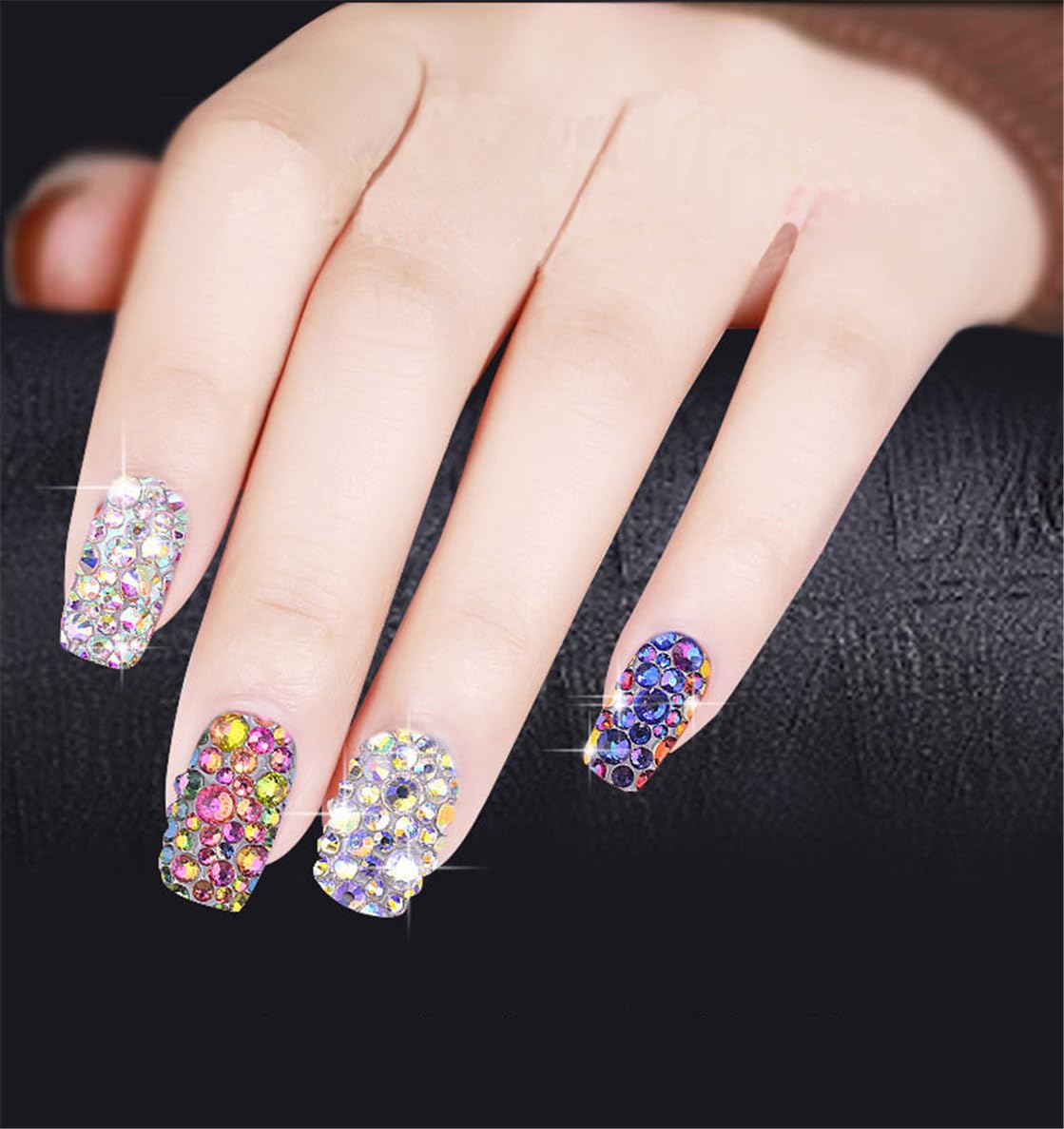 3000 Pieces SS6 2mm Flatback Rhinestones Clear Glass Round Gems Crystals for Nail Art DIY Crafts Clothes Shoes Bags （Aqua Blue）