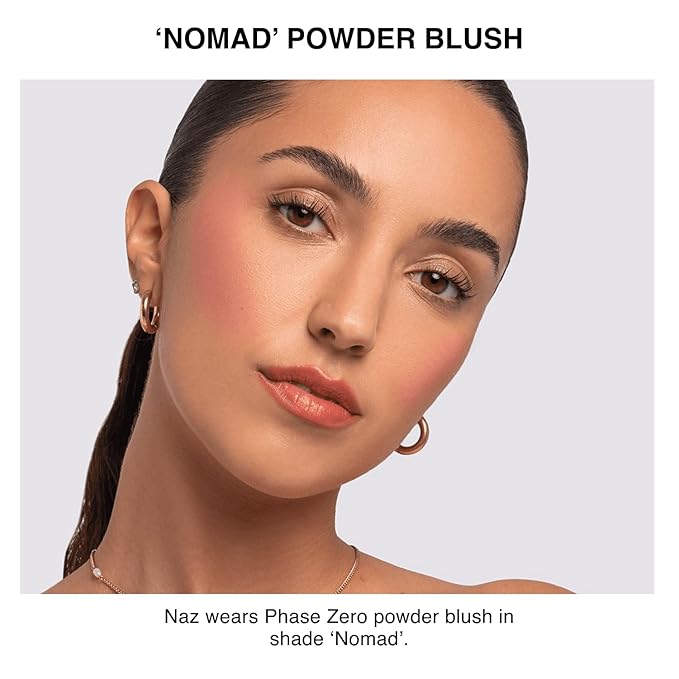 Makeup Powder Blusher - "Nomad" - 4g / 0.141 oz - Full Coverage, Natural Blush - Soft, Buildable Pink, Coral, Peach & Golden Hues - Matte & Shimmering Shades Gives Cheeks a Radiant Glow