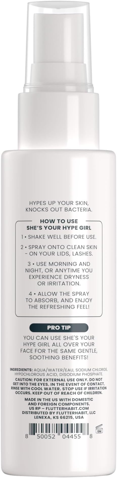 FlutterHabit Hypochlorous Acid Spray, Face Mist for Acne Prone Skin, HOCl Formula to Soothe Irritation, Refresh Complexion, Repair Damage, Balance Oil, Calm Redness, Restore Clarity (125mL)