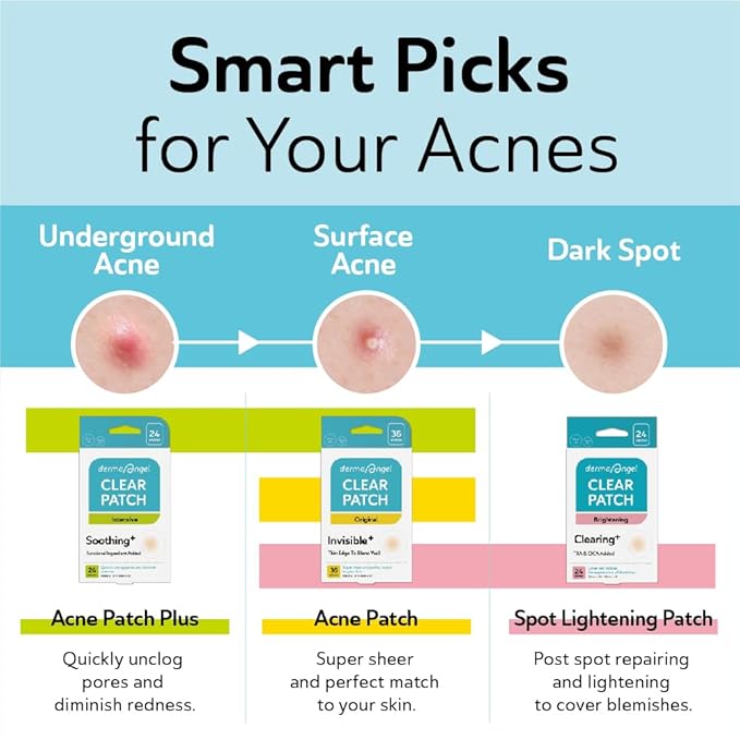 Invisible Salicylic Acid Pimple Patches for Face - Redness Reducing Hydrocolloid Acne Patches, Clear Pimple & Zit Patches for Blind Pimples - 132 Count 2 Sizes Soothing Plus (Clear Patch)