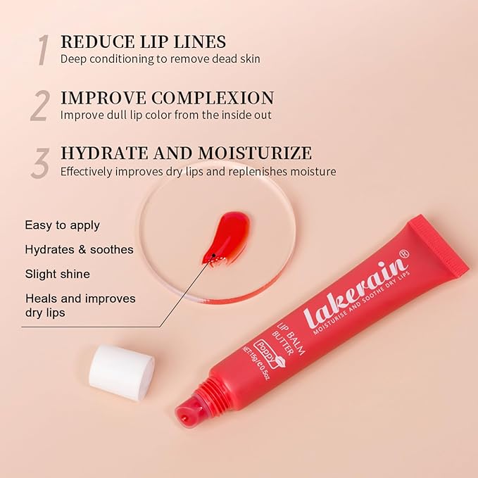 Lip Butter Balm, Day/Night Hydrating Lip Mask, Moisturizing Lip Balm Butter, Ultra-Nourishing Lip Care Moisturizer, Lip Butter Gloss Shine Lip Glow Oil Makeup#2 Vanilla Beige