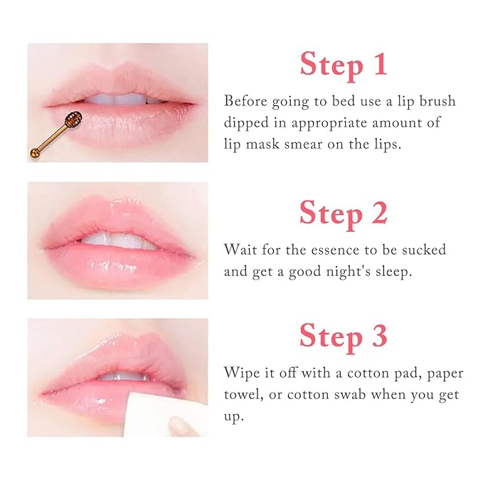3PCS Bee Lip Balm Honey Lip Balm,Exfoliating Honey Pot Lip Balm Sleeping Lip Mask with Brush, Hydrating & Prevention Dry and Cracked, Lip Scrubs Exfoliator & Moisturizer