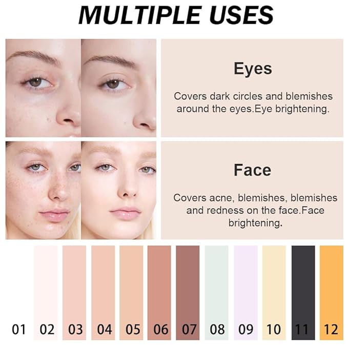 Kaely Color Correcting Concealer,Cream Pot Concealer Full Coverage,under Eye Concealer Palette for Conceals Dark Circles,Waterproof Foundation Face Makeup,02 Fair