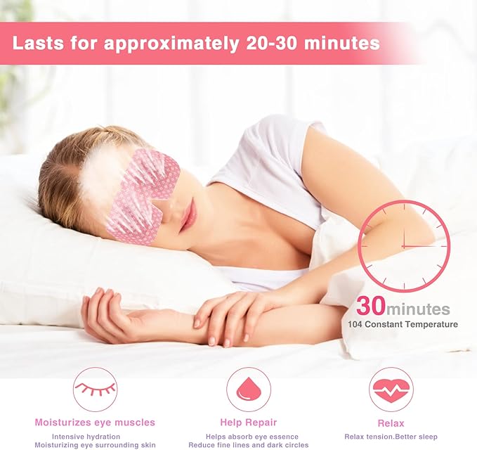 18 Packs Steam Eye Mask for Dry Eyes Dark Circles and Puffiness Tired Eyes, Disposable Self Heating Eye Mask for Stress Relief Relief Eye Fatigue