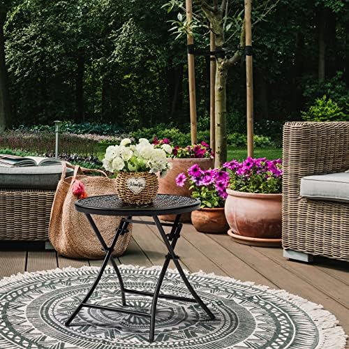 TeoKJ Folding Small Outdoor Side Table, No Assembly Metal Desk - Image 7