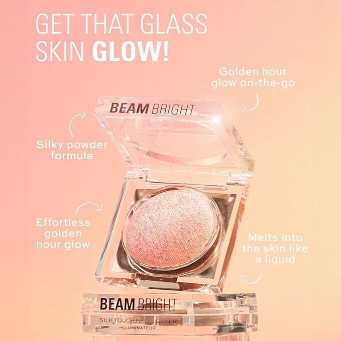 Makeup Revolution Beam Bright Highlighter, All Over Face Glow, Powder To Liquid Formula, 5 Different Shades, Golden Gal
