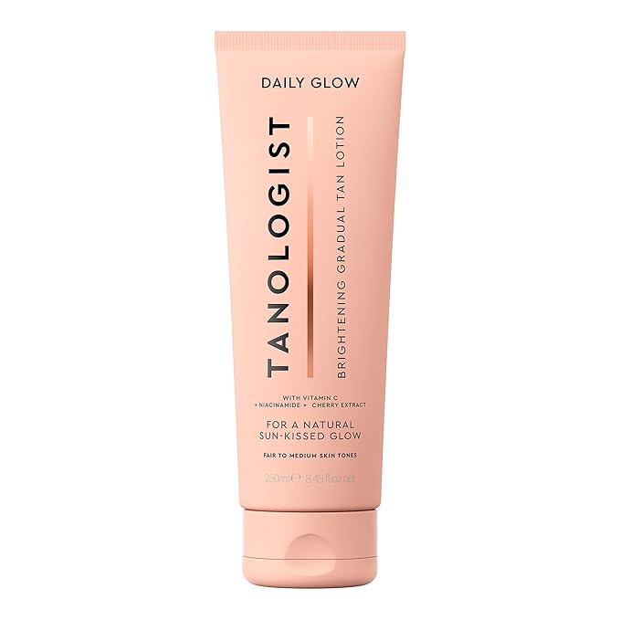 Tanologist Brightening Daily Glow Body Lotion- Light/Medium, Gradual Tanning Lotion, No Fake Tan Smell, Streak-Free & Natural Looking Self Tanner, Vegan, 8.45 fl. oz/250 ml Tube