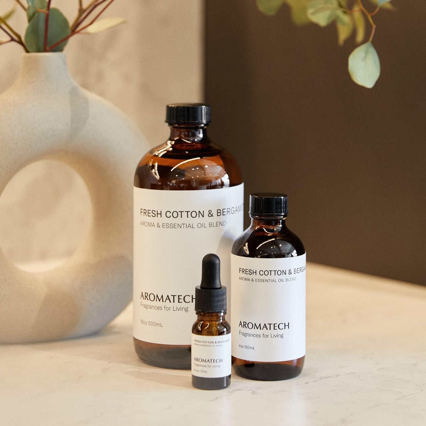 AromaTech Fresh Cotton and Bergamot Essential Oil Blend: Luxury Hotel Inspired Aromatherapy with Bergamot, Fresh Cotton & Sandalwood for Ultrasonic Diffusers & Nebulizers - 0.3 fl oz, 10 mL