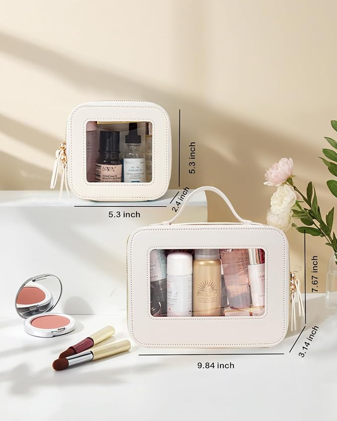 Clear Makeup Bag Small, TSA Approved Portable Toiletry Bag with Zipper Cosmetic Travel Bag Makeup Organizer Case Mini Makeup Pouch for Purse Car Organizer Bag for Women Men