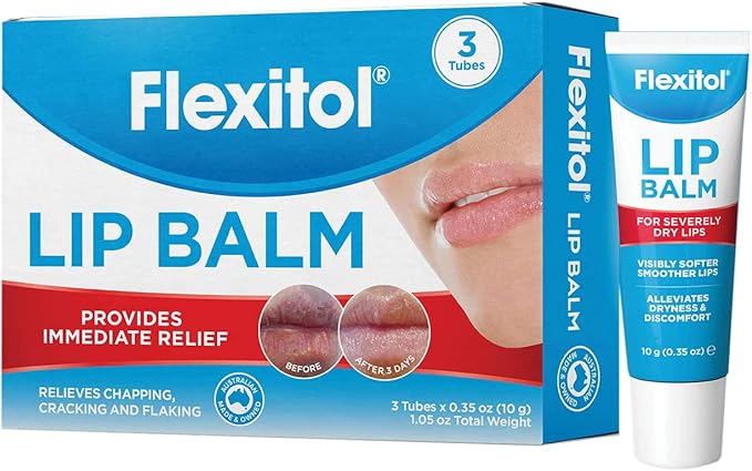 Flexitol Lip Balm, 0.35 Ounce Tube, Cream White, 3 Count (Pack of 1)