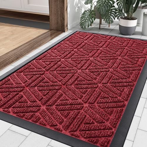 Smiry Front Door Mat Outside Entrance, Low Profile Rubber Doormat by Smiry