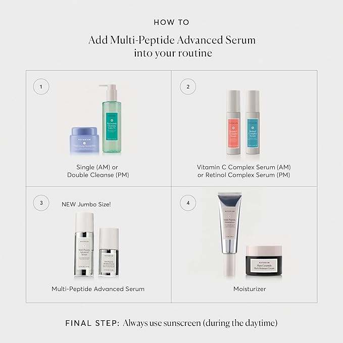 Naturium Multi-Peptide Advanced Serum Jumbo, Firming & Smoothing Face Serum for Fine Lines & Wrinkles with Advanced Multi-Peptide Blend, 2 oz