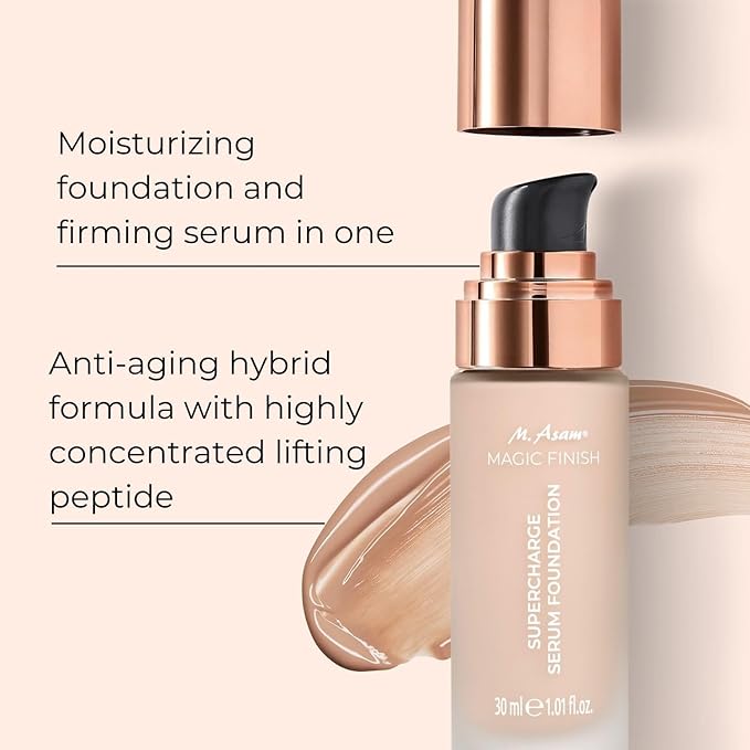 M. Asam MAGIC FINISH Supercharge Serum Foundation Rose Fair (1.01 Fl Oz) - Moisturizing Make Up & Firming Face Serum In One, Anti-aging CC Cream With Optimal Coverage & Hyaluronic Acid