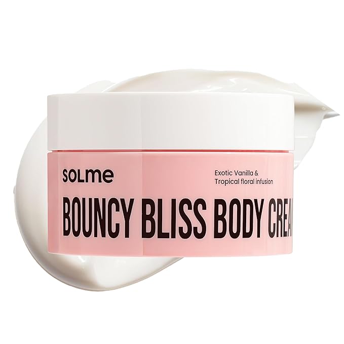 SOLME Brazilian Bum Bum Body Lotion Bouncy Bliss | Skin Tightening Body Butter with Coconut & Jojoba Oil, Collagen & Avocado Extract | Glowing Skin | Peach Vanilla Scent | K-Beauty, 6.76 fl. oz.
