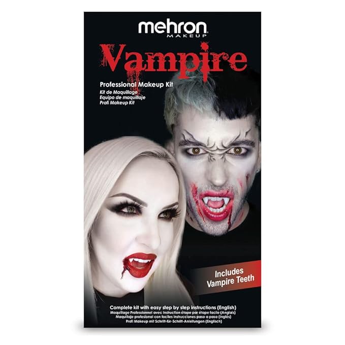 Mehron Makeup Premium Character Kits| Makeup Kits for Halloween & Cosplay| Made in the USA | Complete Makeup Kit | Includes all Makeup, Tools, & Instructions on How to Create the Look | (Vampire)