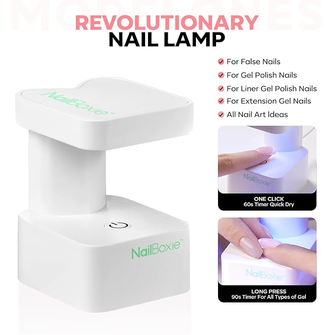 Modelones Gel Nail Kit, Press On Nails Kit with LED Light, 150 PCS Short Pink Almond, 15 Sizes French Tip Press on Nails, NailBoxie Pre-Colored Nail Tips for Easy DIY Nail Art