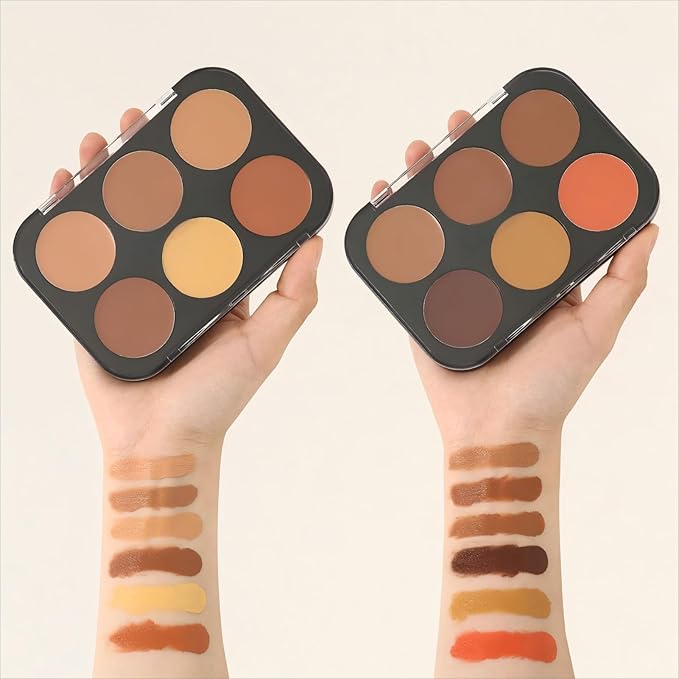 Corlo Contour Palette Concealer Correct, 6 Colors Cream Concealer Full Coverage Foundation Palette for Dark Circles Makeup (Deep)