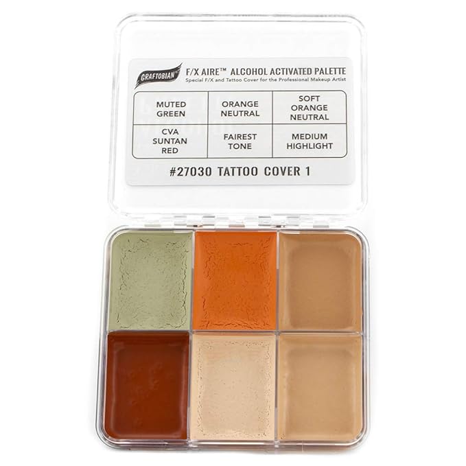 Graftobian F/X Aire Alcohol Activated Palette - SFX Makeup (Tattoo Cover 1 - Light)