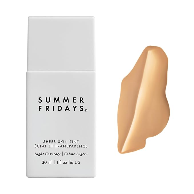 Summer Fridays Sheer Skin Tint - Skin Tint with Hyaluronic Acid - Helps Diminish Uneven Skin Tone - Sheer to Light Coverage - Shade 4 - Light-Medium with Neutral Olive Undertones (1 Fl Oz)