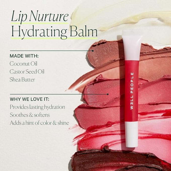 Well People Lip Nurture Hydrating Balm, Lip Balm For Hydration & Vibrant Sheer Color, Soothes & Softens Lips, Vegan & Cruelty-free, Black Cherry