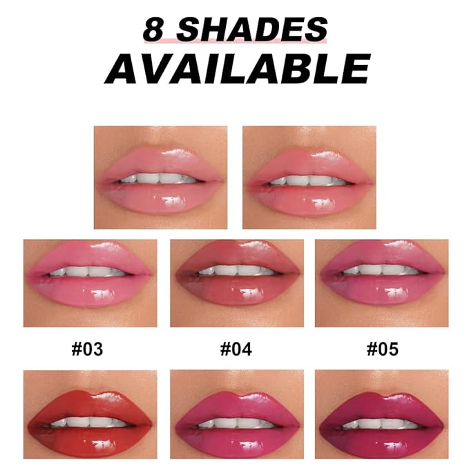 MAEPEOR Nourishing Lip Balm 8 Colors Smooth Moisturizing Lip Glow Gloss Non-Sticky and Long-lasting Hydrating Jelly Lip Balm for Women and Girls (Color 03)