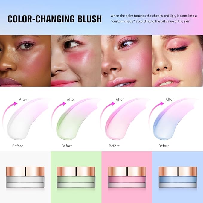 Color Change Blush Clear Liquid Blush Cream Moisturizing Blusher Halo dyeing naturally Blush Rouge Multi-use Makeup Cream For Cheeks Face Lips Waterproof Blush Gel Lip Oil (#3)