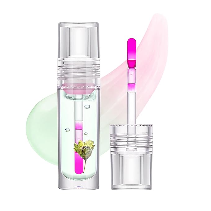 Flower Lip Oil, Hydrating Lip Glow Oil, Plumping Lip Oil, Non-Sticky Long Lasting Lip Oil Gloss, Transparent Lip Oil Tinted, Lip Plumper Gloss, Moisturize your lips and Reduce lip lines (05)
