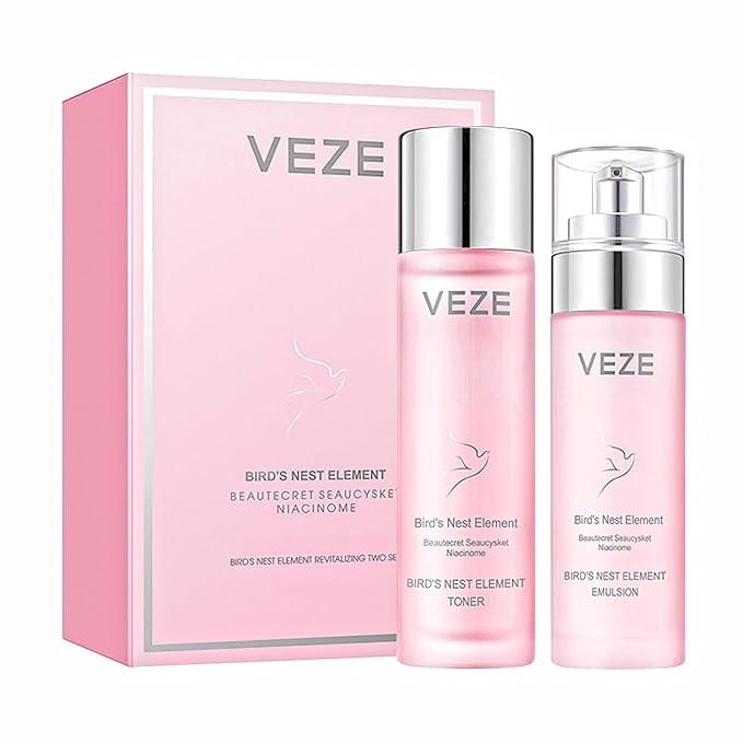 VENZEN Bird's Nest Element Beautecret Seaucysket Niacinome Set Moisturizing Body Face Hand Skincare Delicate Hydration Toner Emulsion 2Pcs Gift Box
