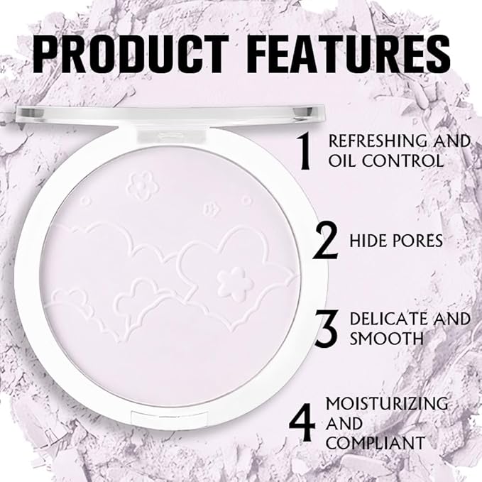 Face Oil Control Pressed Setting Powder-Clarifying Finishing Powder,Waterproof Long Lasting Translucent Powder Setting Powder Makeup,Blurs Fine Lines&Imperfections,Suitable for All-Day Use