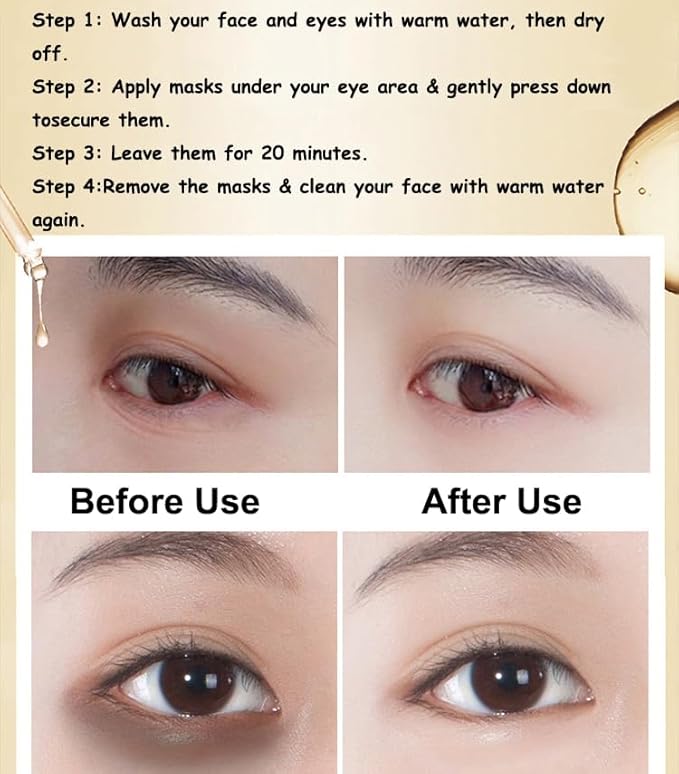Under Eye Patches, 24K Gold Under Eye Patches for Puffy Eyes and Dark Circles, Under Eye Treatment, Fine Lines & Puffiness, 60 Pairs Collagen Eye Gel Pads for Personal Care