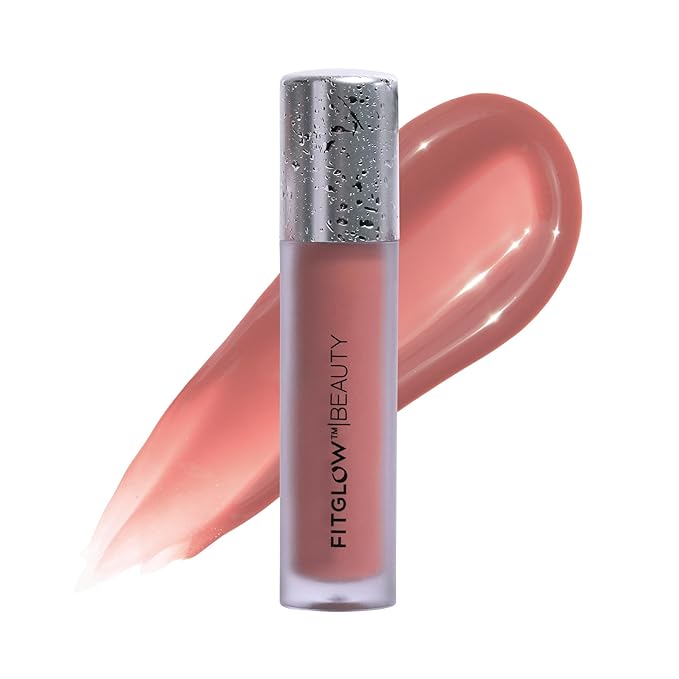 FITGLOW Beauty Lip Colour Serum | Hydrating Lip Gloss | Plumping Anti-Aging Lip Treatment | Natural Shine with Pomegranate Sterols & Collagen | Buildable Color for Dry Chapped Lips | Nudie - 10g