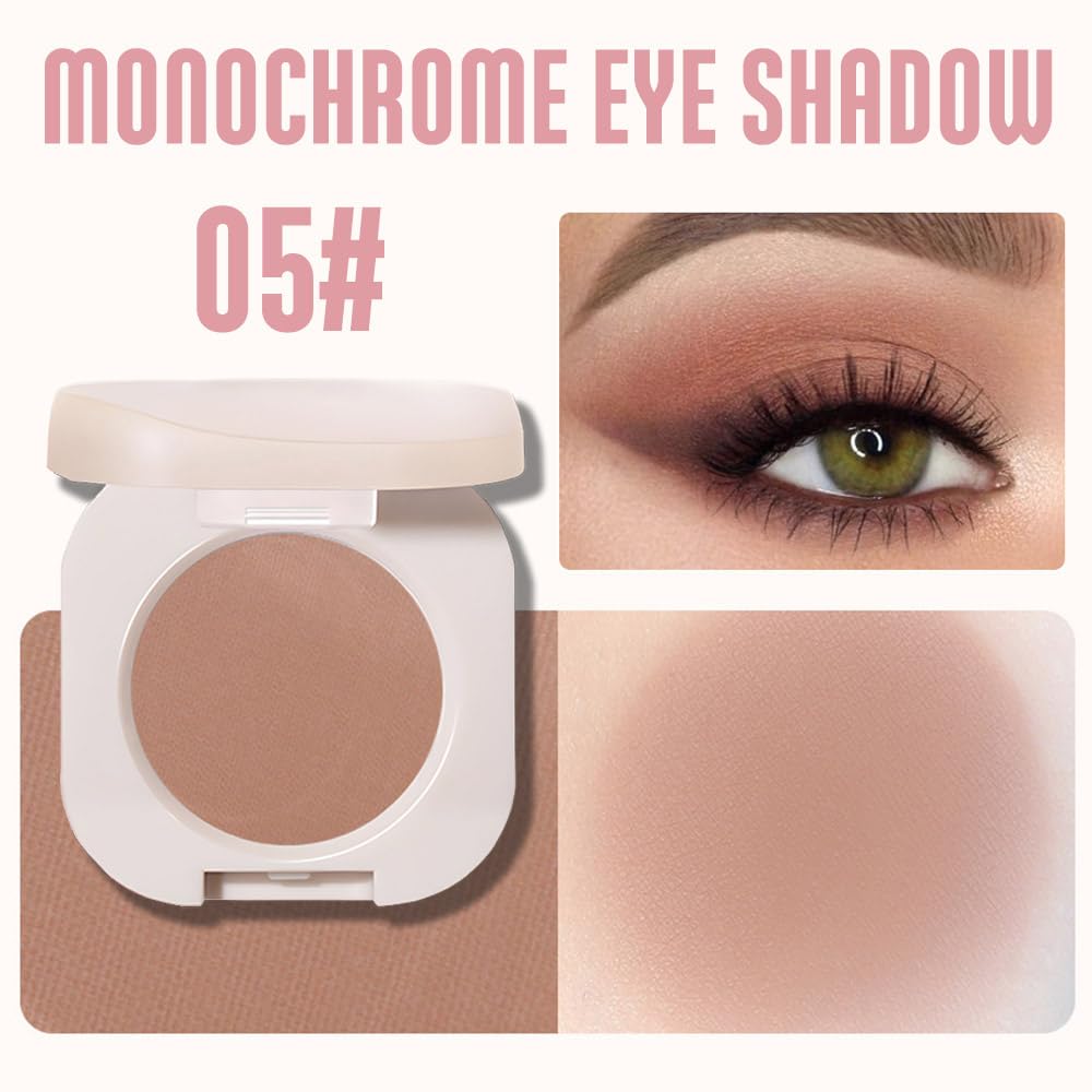 Pressed Single Matte Eyeshadow Palette Makeup, Brown eyeshadow For Women, Pigmented Waterproof Sombras Para Ojos, Single Pressed Powder Vegan, Talc, Paraben & Cruelty Free(05)