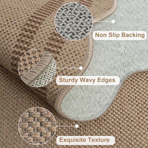 Scalloped Easy Jute 2.6x8 Kitchen Runner Rug, Washable Rugs - Image 4