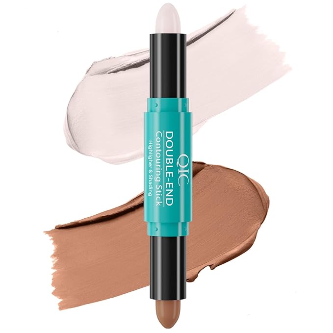 MEICOLY 2-in-1 Highlighter Contour Stick,Cool Toned Contour Stick,Makeup Highlighter Stick,Long Lasting Waterproof Bronzer Contour Pencil,Travel Cream Face Shaping Stick,01