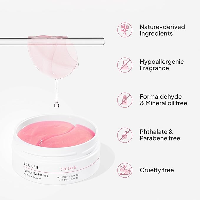 RENEW Retinol & Collagen Under Eye Patches - Korean Skincare Hydrating Eye Mask for Fine Lines, Wrinkles, Firming, Brightening - 60 Patches