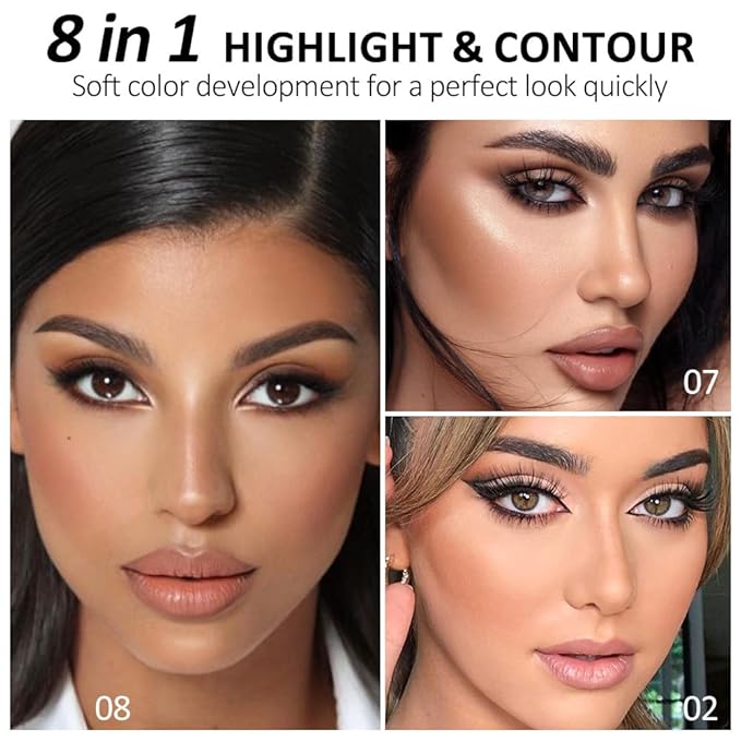 Professional Light to Medium to Dark Color Correcting Cream Contour Concealer Highlight Palette, Full Coverage Makeup Palet for Correct Dark Circles, Red Mark, Scar, etc,Waterproof-8A