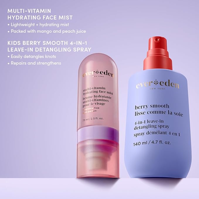 Evereden Kids Multi-Vitamin Hydrating Face Mist | Nourishing Face Spray, Preppy Skincare Essential for Ages 6+ | Clean Formula Safe for Sensitive Skin | Multi-Vitamin Complex, Peach & Mango Juice