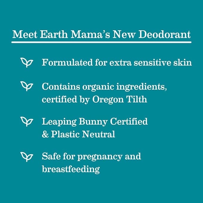 Earth Mama Mini Deodorant Travel Set | Safe for Sensitive Skin, Pregnancy and Breastfeeding, Contains Organic Calendula with No Fragrance Chemicals, No Baking Soda or Aluminum (4-Pack)