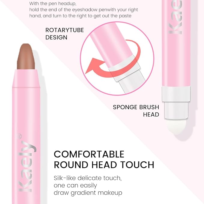 Kaely 2in1 Cream Eye Shadow Brightener Sticks for Eyes, Pencil Eyeshadow Applicator Stick Waterproof Pigmented, Eye Shadow Palette Highlighter Makeup, sombras para ojos, 22 Stone Matte