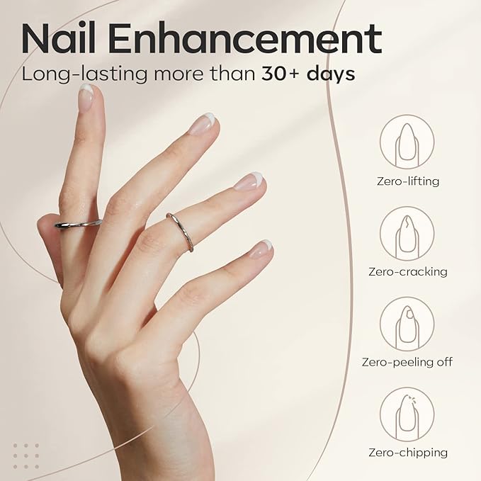 modelones Builder Nail Gel, 7-in-One Clear Builder for Nails, LED Lamp Cured Color Rubber Base Gel Polish Coat Strengthener Thickening Extension Rhinestone Glue in a Bottle for DIY Home Salon Gifts