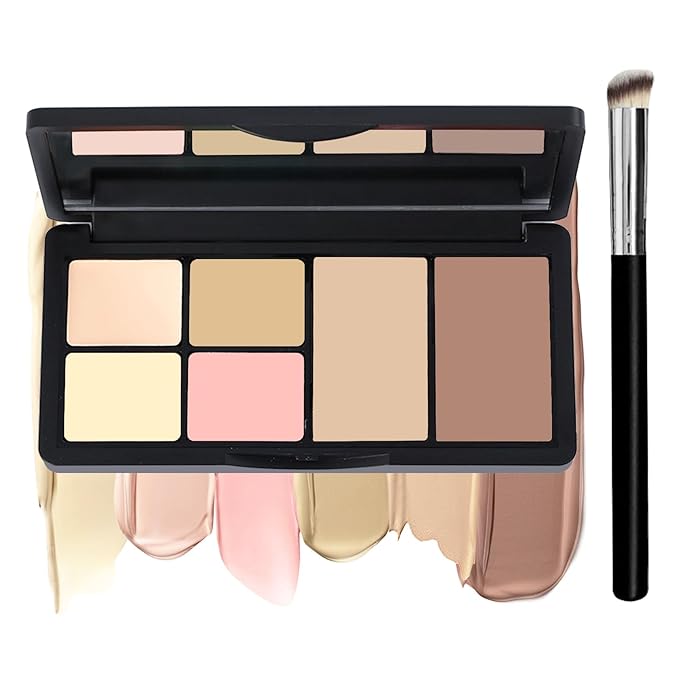 Cream Concealer Contour Makeup Palette Cream Foundation Palette for Dark Circles Professional Concealer Full Coverage Face Highlighter Contour Makeup Palette with Brush - 02 Concealer