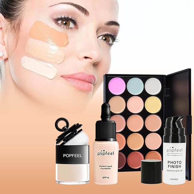 Pure Vie All-in-One Holiday Gift Surprise Makeup Set Essential Starter Bundle Include Eyeshadow Palette Lipstick Concealer Blush Mascara Eyeliner Face Powder Lipgloss Brush - Full Makeup Kit for Women