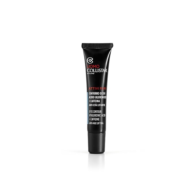 Collistar Uomo Attivi Puri Contorno Occhi Acido Ialuronico + Caffeina Anti-età Liftante, Eye Contour Hyaluronic Acid 15 ml, 0.5 Fl Oz Made in Italy [italian import]