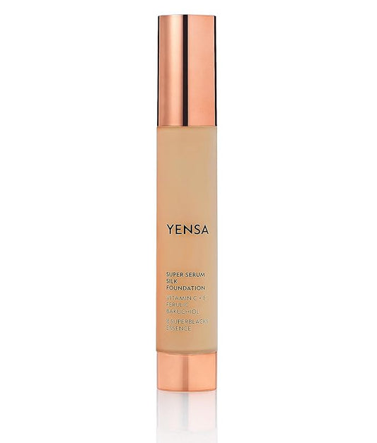YENSA Super Silk Foundation - Full Coverage, Age-defying complex of Vitamin C, E, Ferulic, and Bakuchiol Oil (Medium 1) 1.0 fl oz