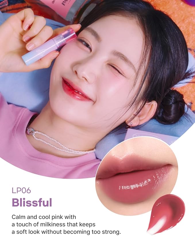 DEARMAY LA PISTE LIP TINT LP06 Blissful 0.14 oz. long lasting lip stain with glossy finish and lightweight texture, non sticky, hydrating formula with no flaking and glassy vivid tint, korean makeup